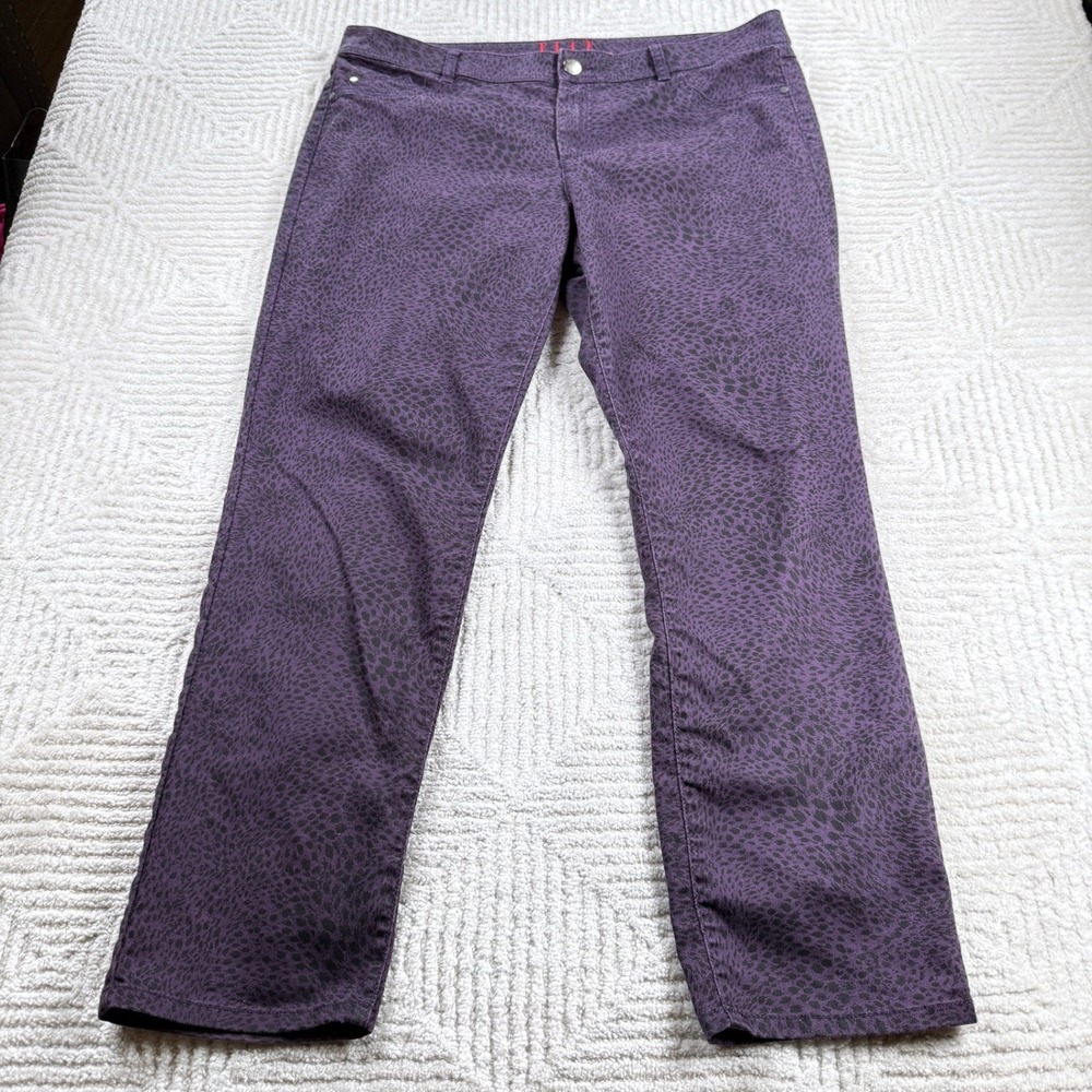 Elle Animal Print Pants Womens 18W Purple Black Leopard Edgy Grunge Goth Punk